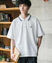 U.S. POLO ASSN. ユーエスポロアッスン 別注コラボ 無地/ラインリブ ワンポイントロゴ刺繍天竺半袖ポロシャツ
