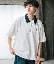 U.S. POLO ASSN. ユーエスポロアッスン 別注コラボ 無地/クレリック ワンポイントロゴ刺繍天竺ハーフジップ半袖ポロシャツ