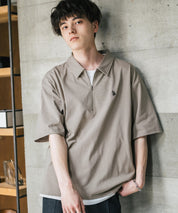 U.S. POLO ASSN. ユーエスポロアッスン 別注コラボ 無地/クレリック ワンポイントロゴ刺繍天竺ハーフジップ半袖ポロシャツ
