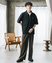 U.S. POLO ASSN. ユーエスポロアッスン 別注コラボ 無地/クレリック ワンポイントロゴ刺繍天竺ハーフジップ半袖ポロシャツ