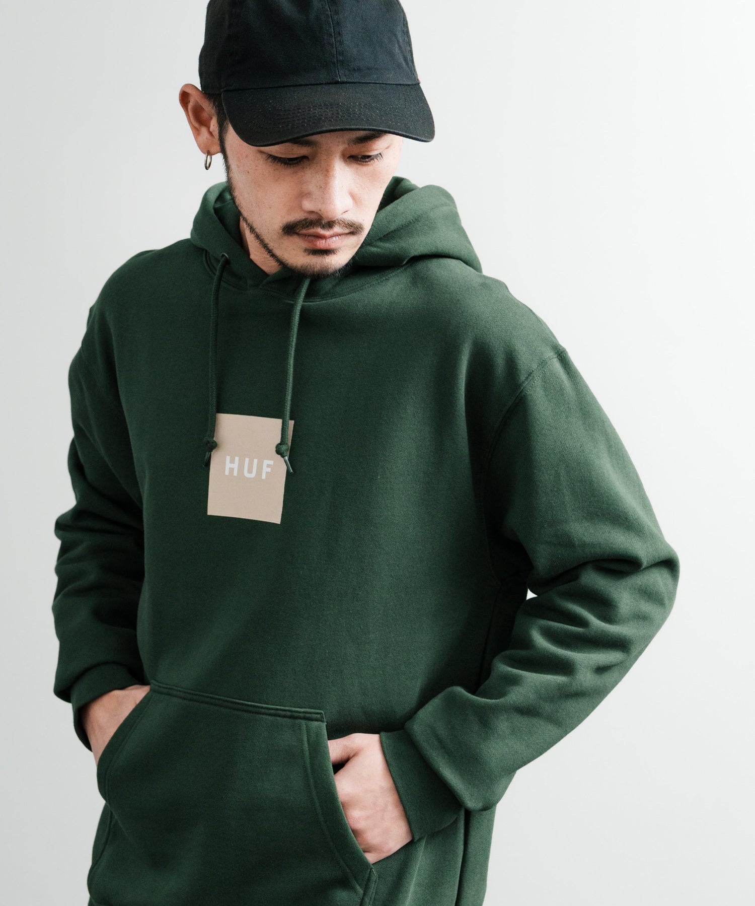 HUF ハフ SET BOX HOODIE オーバーサイズ裏起毛ロゴプルオーバーパーカー