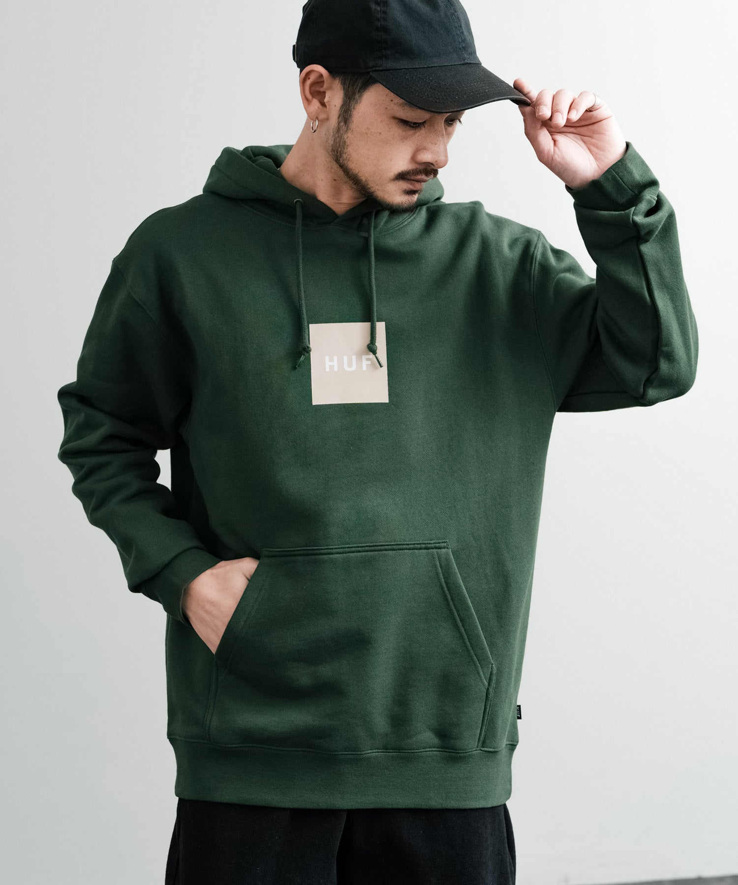 HUF ハフ SET BOX HOODIE オーバーサイズ裏起毛ロゴプルオーバーパーカー