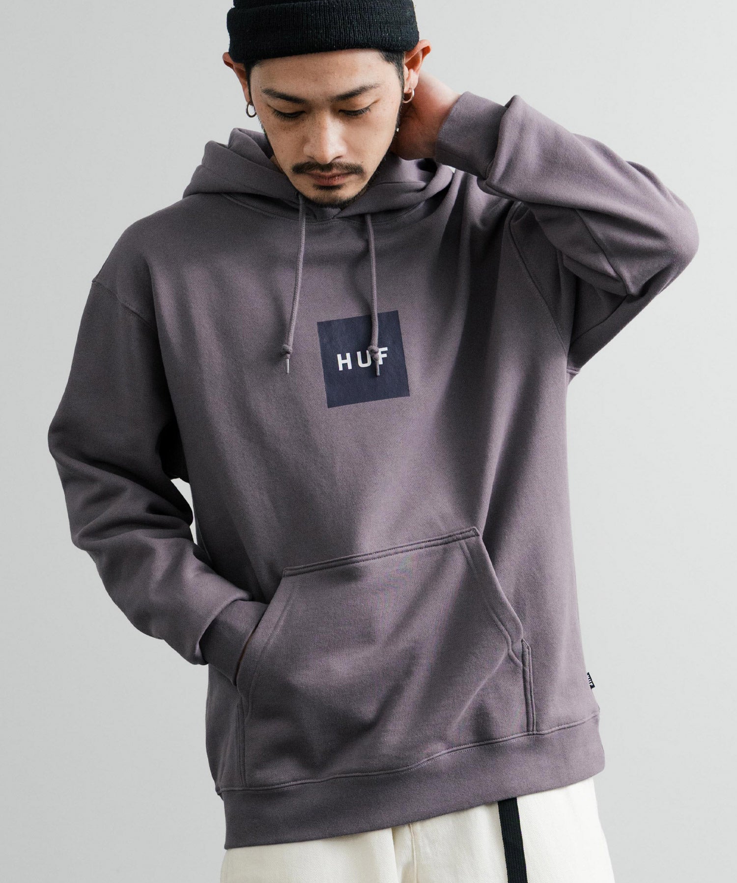 HUF ハフ SET BOX HOODIE オーバーサイズ裏起毛ロゴプルオーバーパーカー