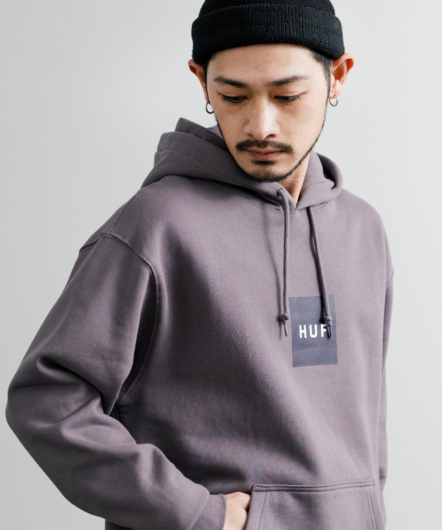 HUF ハフ SET BOX HOODIE オーバーサイズ裏起毛ロゴプルオーバーパーカー