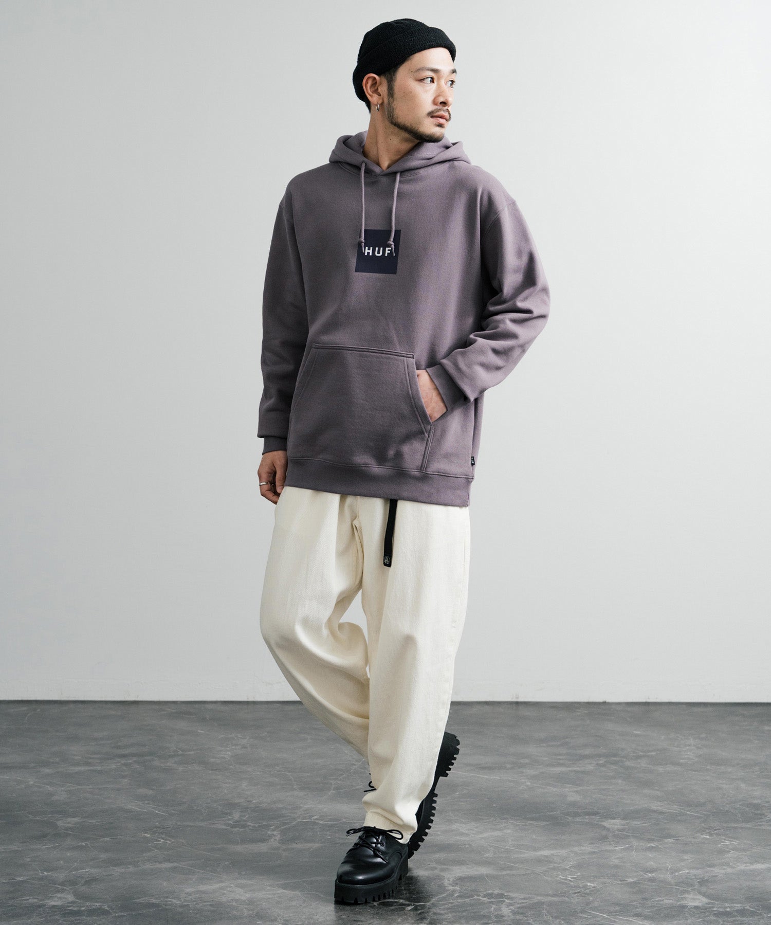 HUF ハフ SET BOX HOODIE オーバーサイズ裏起毛ロゴプルオーバーパーカー