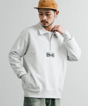 HUF ハフ SLATE QUARTER ZIP FLEECE オーバーサイズロゴ刺繍ハーフジップトレーナー