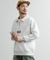 HUF ハフ SLATE QUARTER ZIP FLEECE オーバーサイズロゴ刺繍ハーフジップトレーナー