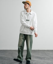 HUF ハフ SLATE QUARTER ZIP FLEECE オーバーサイズロゴ刺繍ハーフジップトレーナー