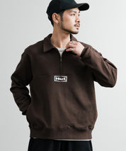 HUF ハフ SLATE QUARTER ZIP FLEECE オーバーサイズロゴ刺繍ハーフジップトレーナー