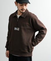 HUF ハフ SLATE QUARTER ZIP FLEECE オーバーサイズロゴ刺繍ハーフジップトレーナー