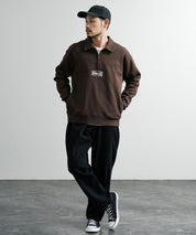HUF ハフ SLATE QUARTER ZIP FLEECE オーバーサイズロゴ刺繍ハーフジップトレーナー