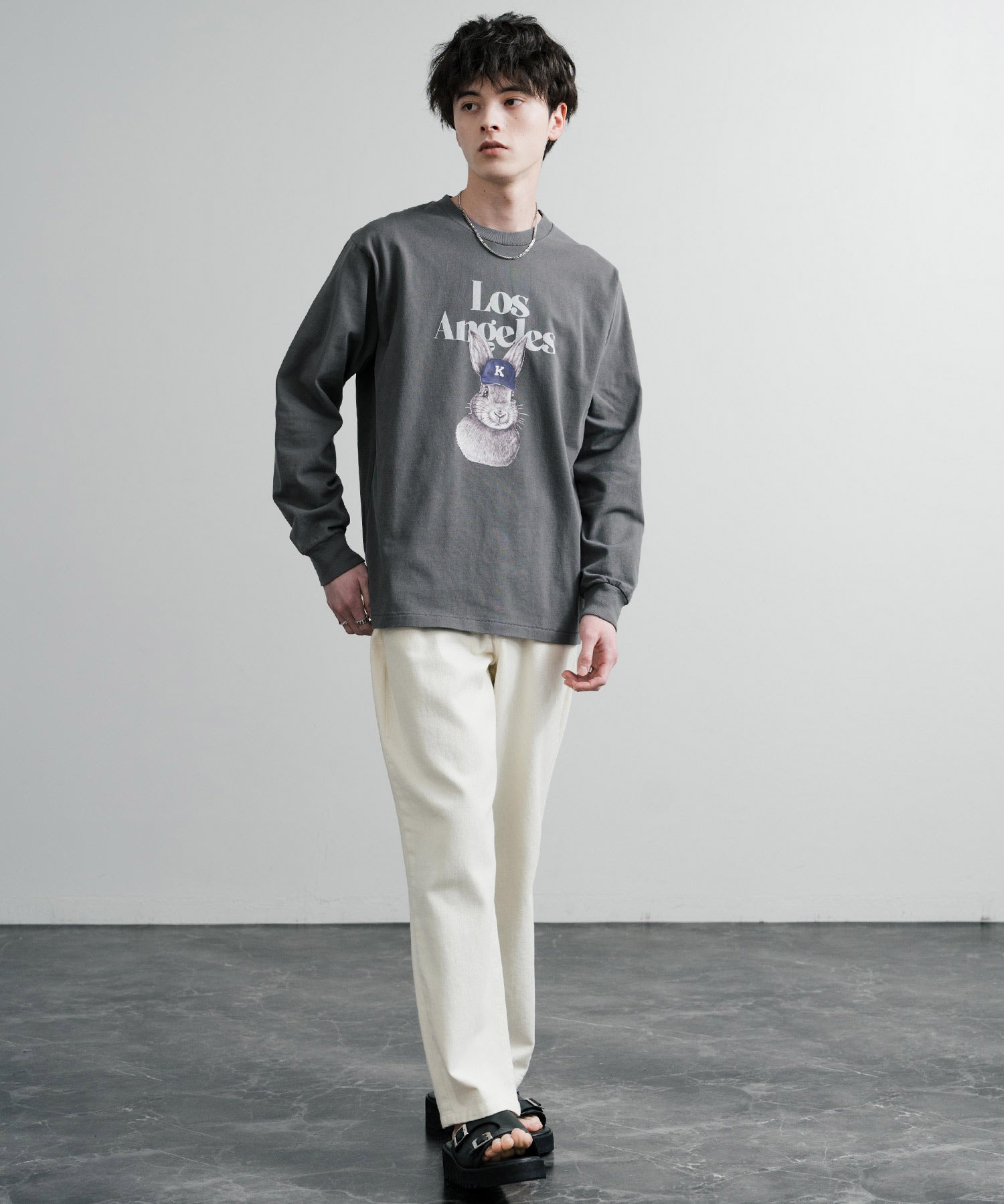 KRIFF MAYER クリフメイヤー RUUU ルー イラストレーターコラボ長袖プリントTシャツ LA 2435806