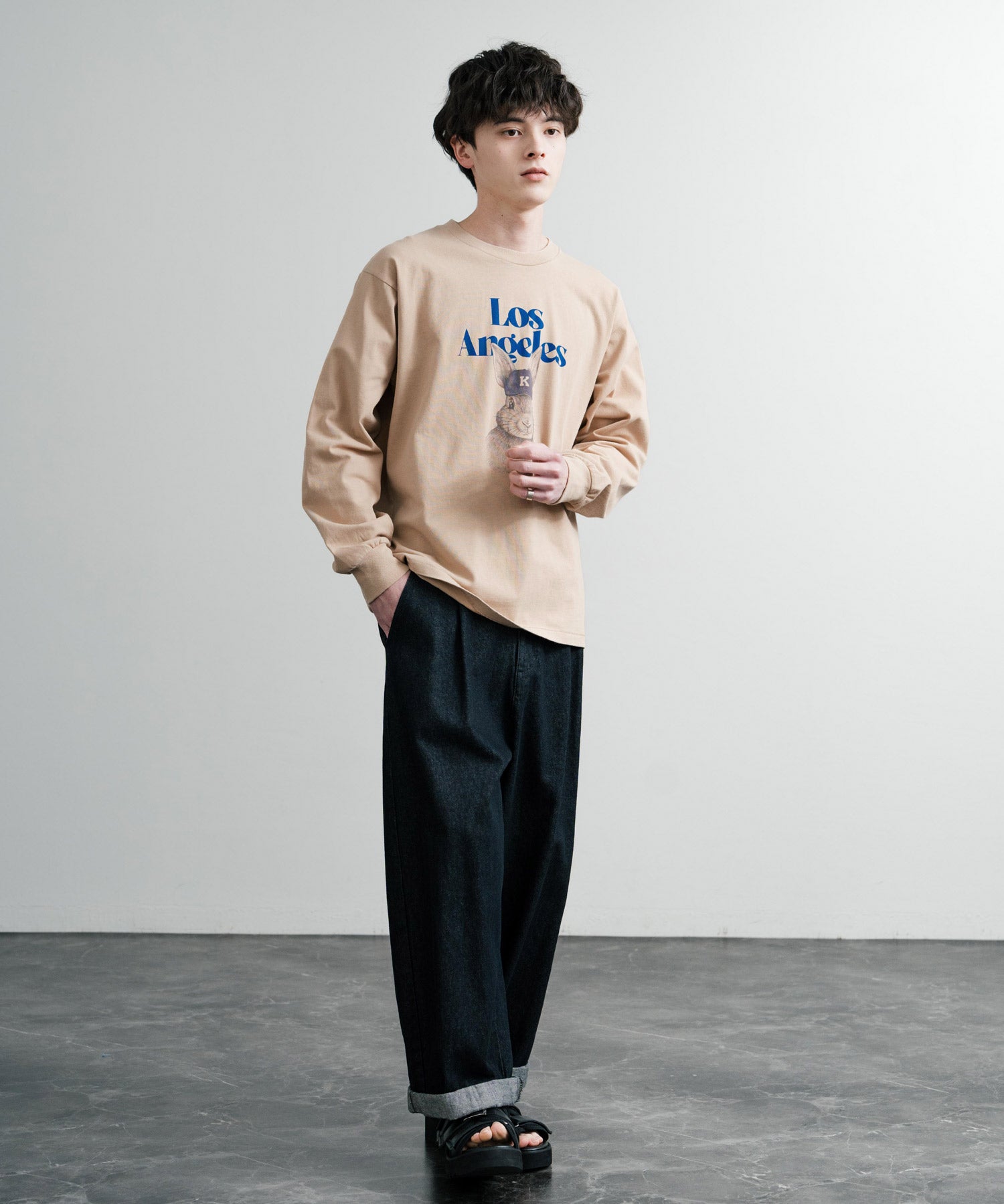 KRIFF MAYER クリフメイヤー RUUU ルー イラストレーターコラボ長袖プリントTシャツ LA 2435806