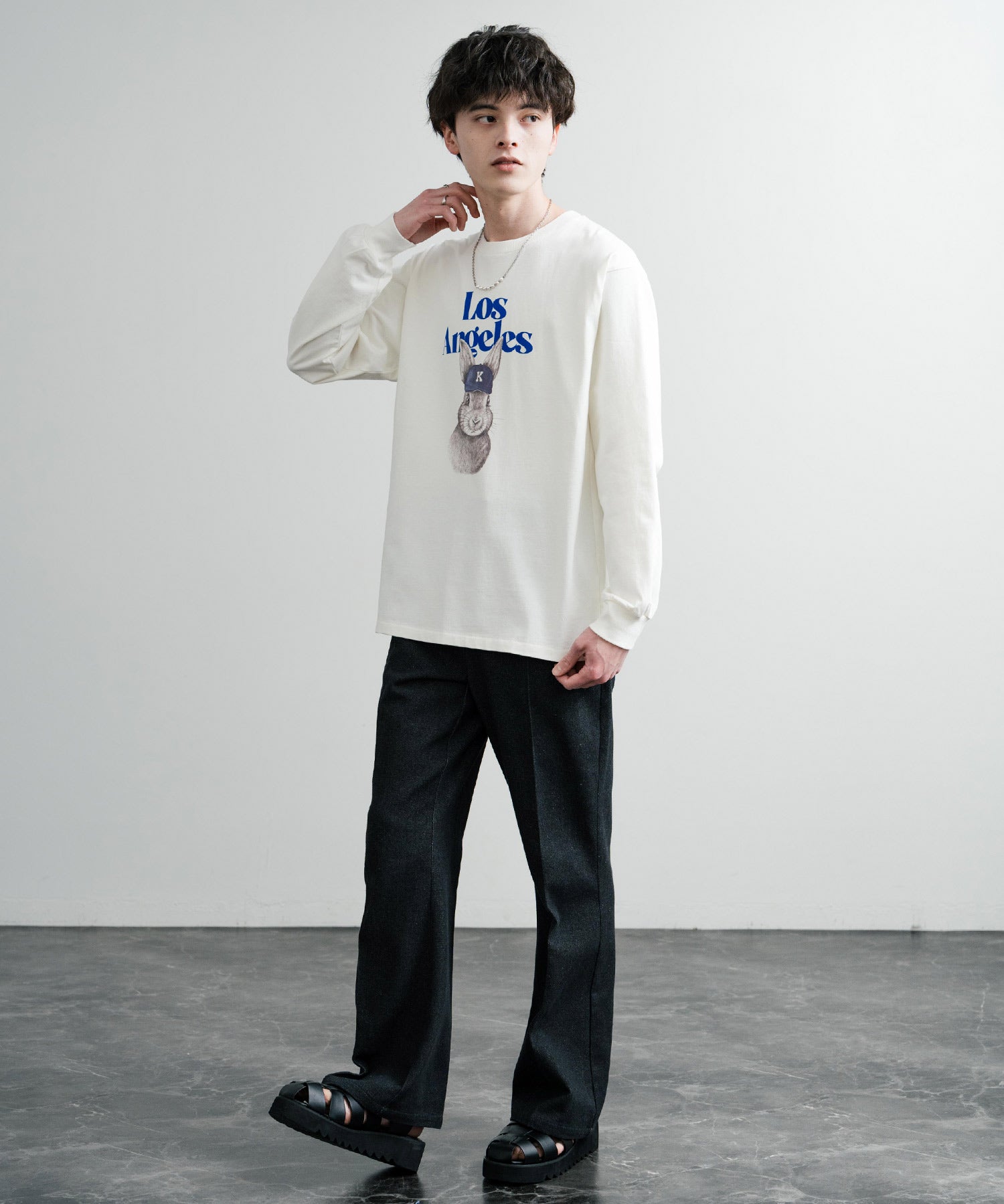KRIFF MAYER クリフメイヤー RUUU ルー イラストレーターコラボ長袖プリントTシャツ LA 2435806