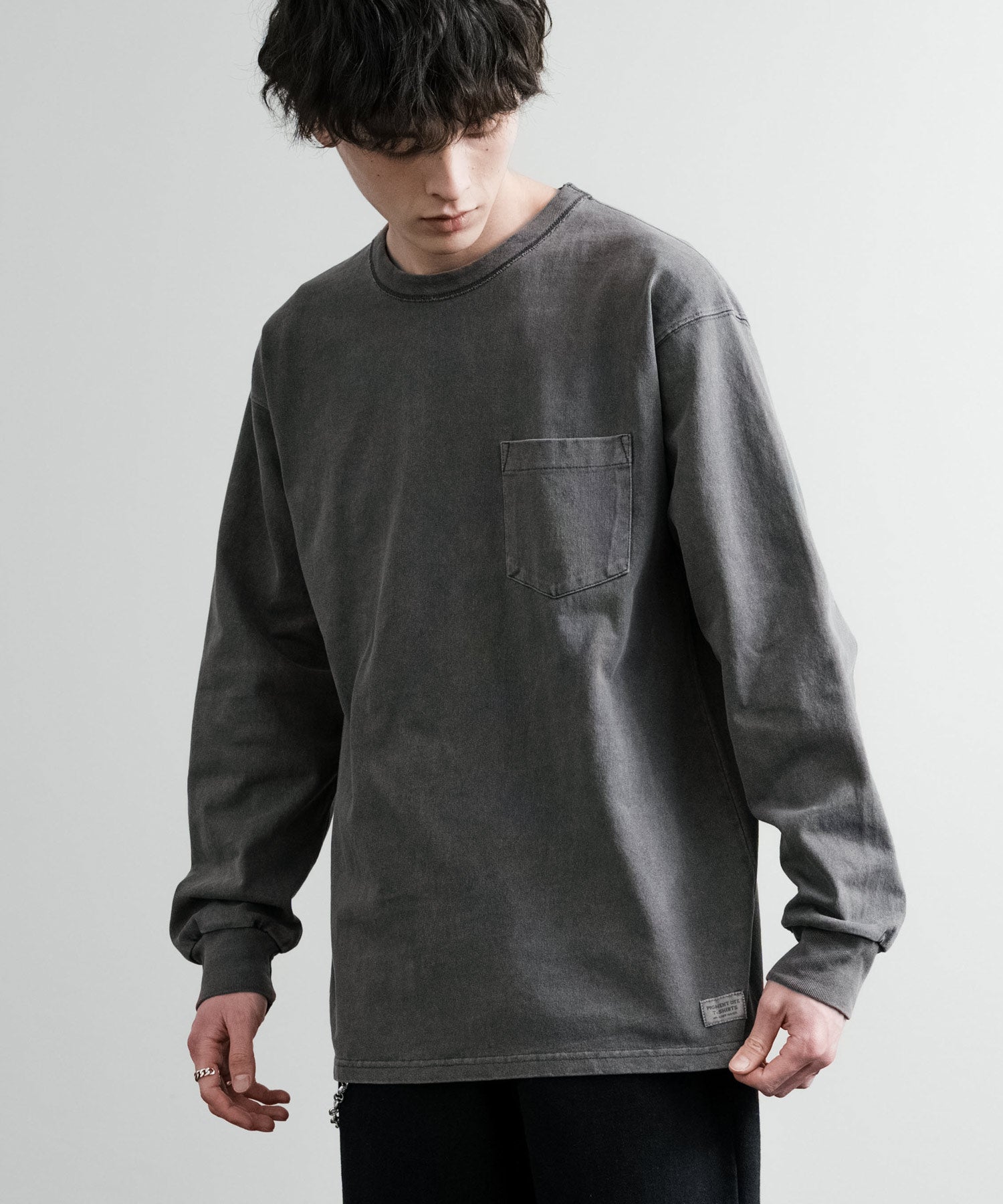 KRIFF MAYER クリフメイヤー オーバーサイズ ヘビーオンスピグメントクルーネック長袖Tシャツ ロンT 2435807