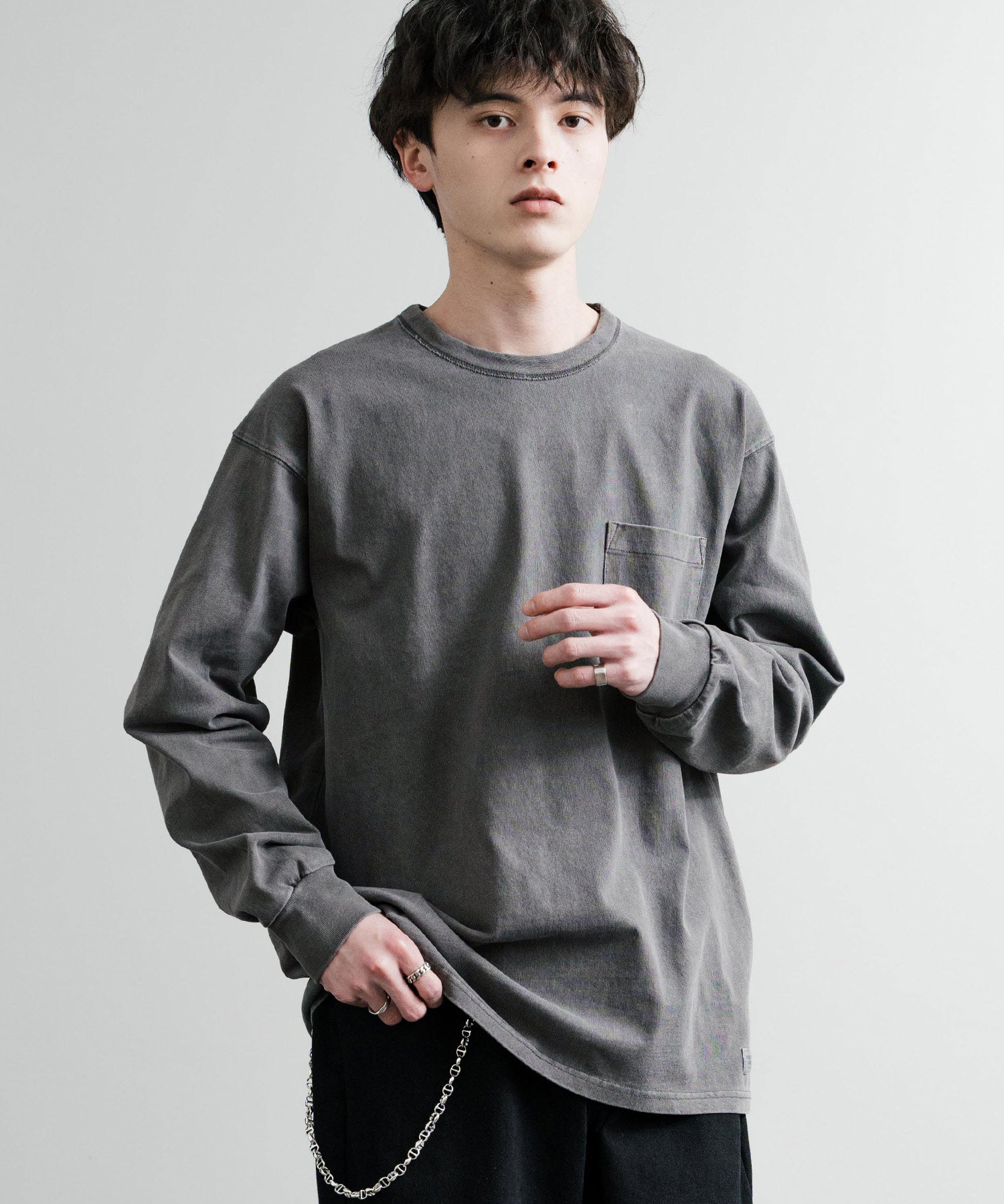 KRIFF MAYER クリフメイヤー オーバーサイズ ヘビーオンスピグメントクルーネック長袖Tシャツ ロンT 2435807