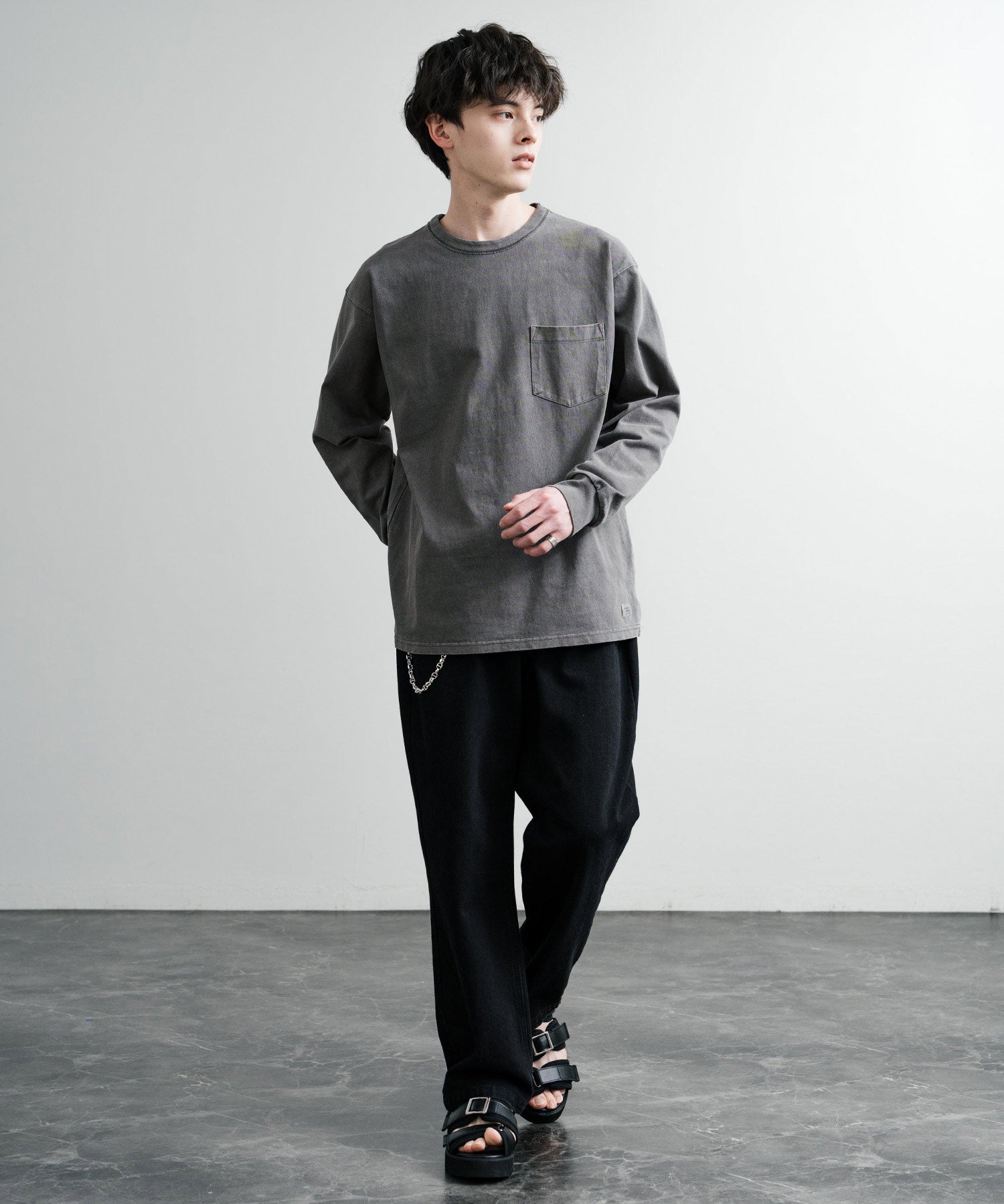 KRIFF MAYER クリフメイヤー オーバーサイズ ヘビーオンスピグメントクルーネック長袖Tシャツ ロンT 2435807