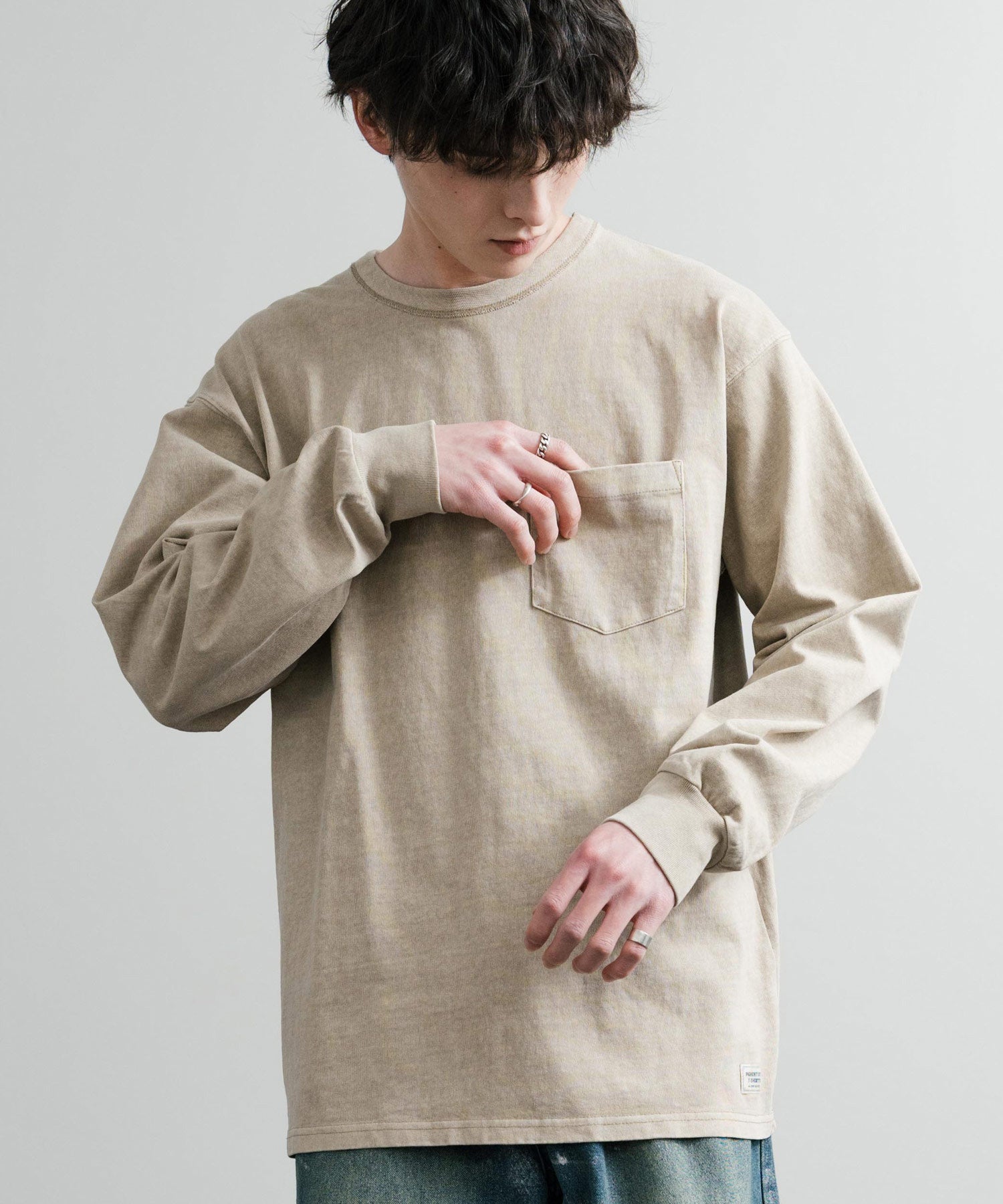 KRIFF MAYER クリフメイヤー オーバーサイズ ヘビーオンスピグメントクルーネック長袖Tシャツ ロンT 2435807