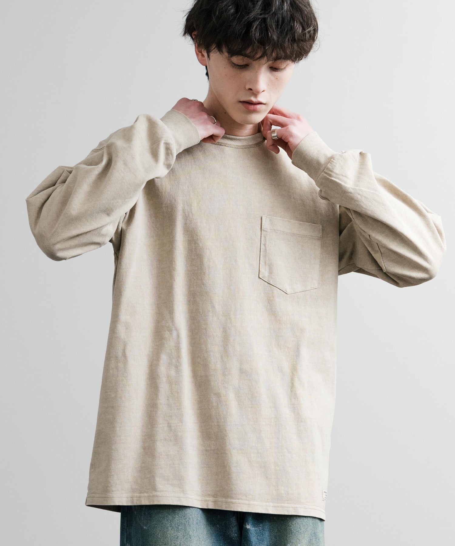 KRIFF MAYER クリフメイヤー オーバーサイズ ヘビーオンスピグメントクルーネック長袖Tシャツ ロンT 2435807