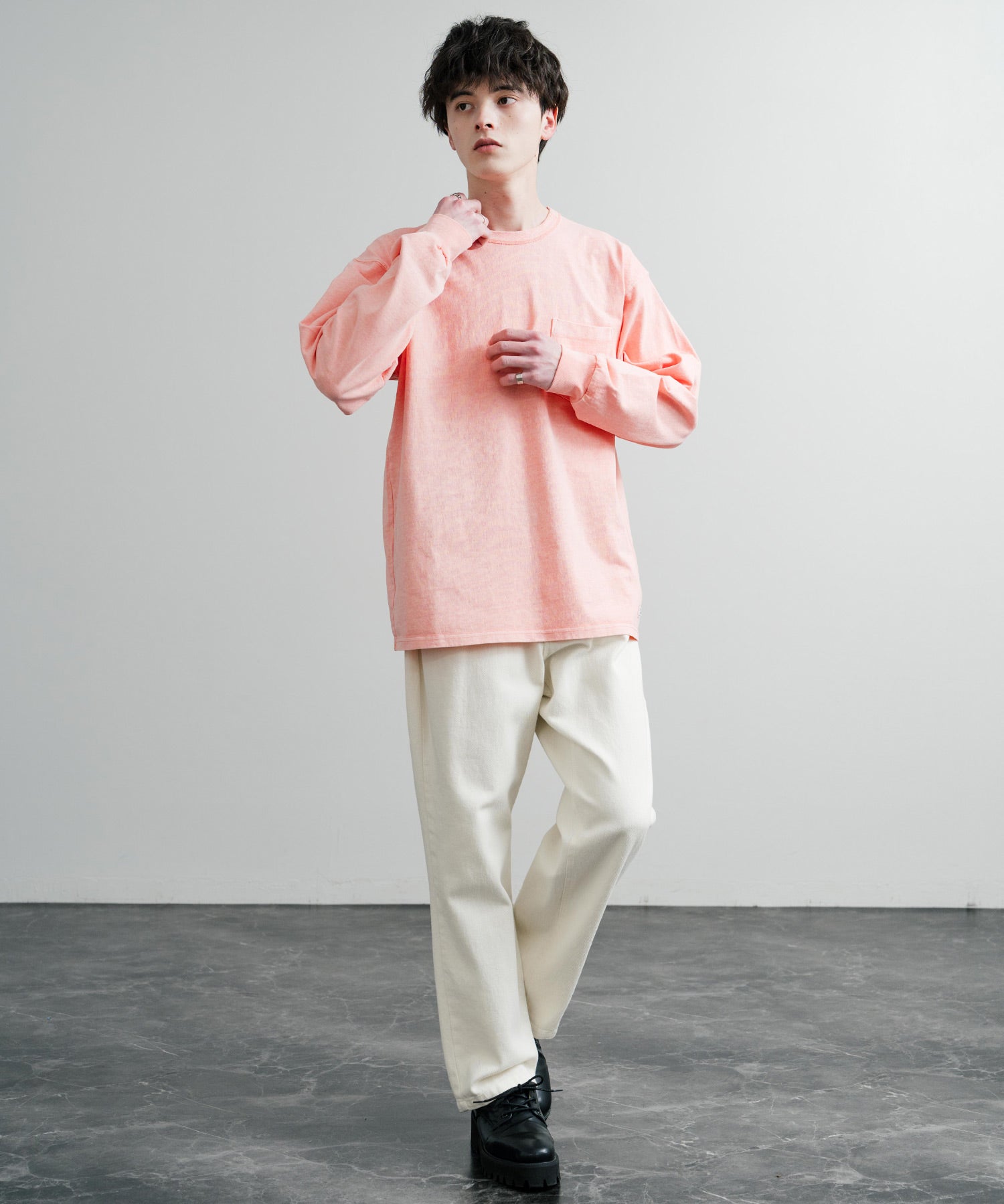 KRIFF MAYER クリフメイヤー オーバーサイズ ヘビーオンスピグメントクルーネック長袖Tシャツ ロンT 2435807
