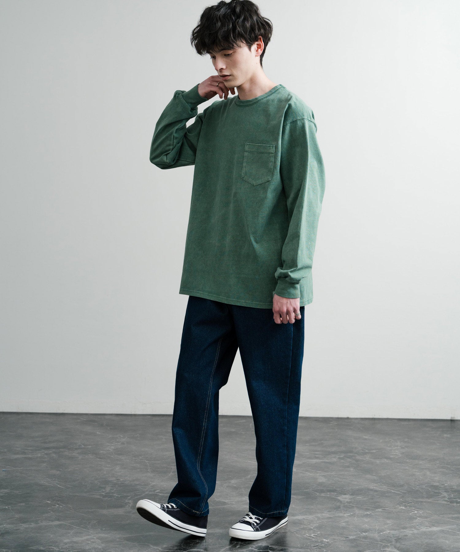 KRIFF MAYER クリフメイヤー オーバーサイズ ヘビーオンスピグメントクルーネック長袖Tシャツ ロンT 2435807
