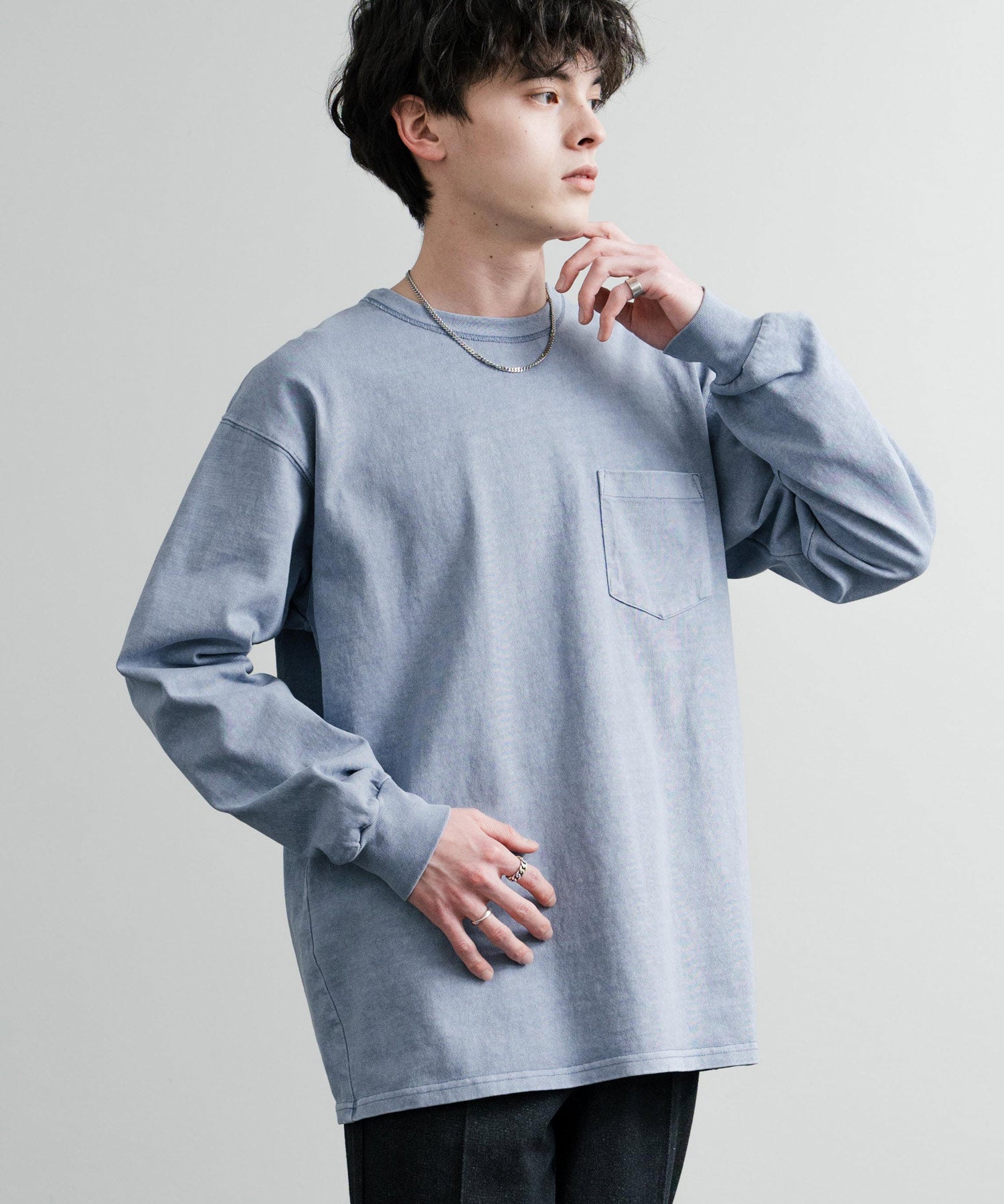 KRIFF MAYER クリフメイヤー オーバーサイズ ヘビーオンスピグメントクルーネック長袖Tシャツ ロンT 2435807