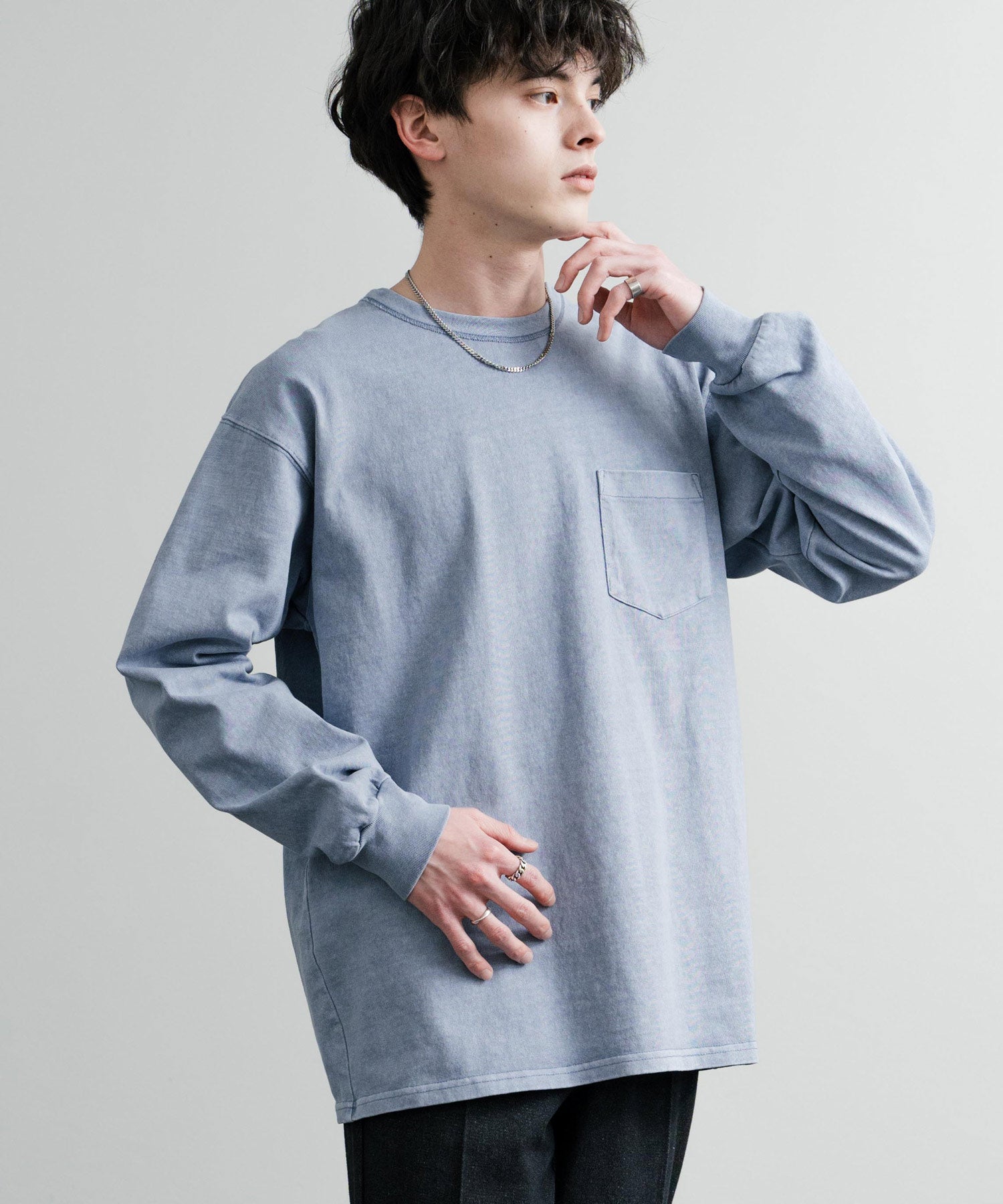 KRIFF MAYER クリフメイヤー オーバーサイズ ヘビーオンスピグメントクルーネック長袖Tシャツ ロンT 2435807
