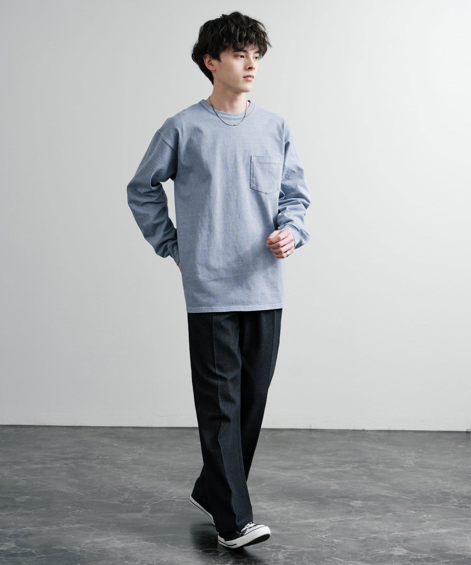 KRIFF MAYER クリフメイヤー オーバーサイズ ヘビーオンスピグメントクルーネック長袖Tシャツ ロンT 2435807