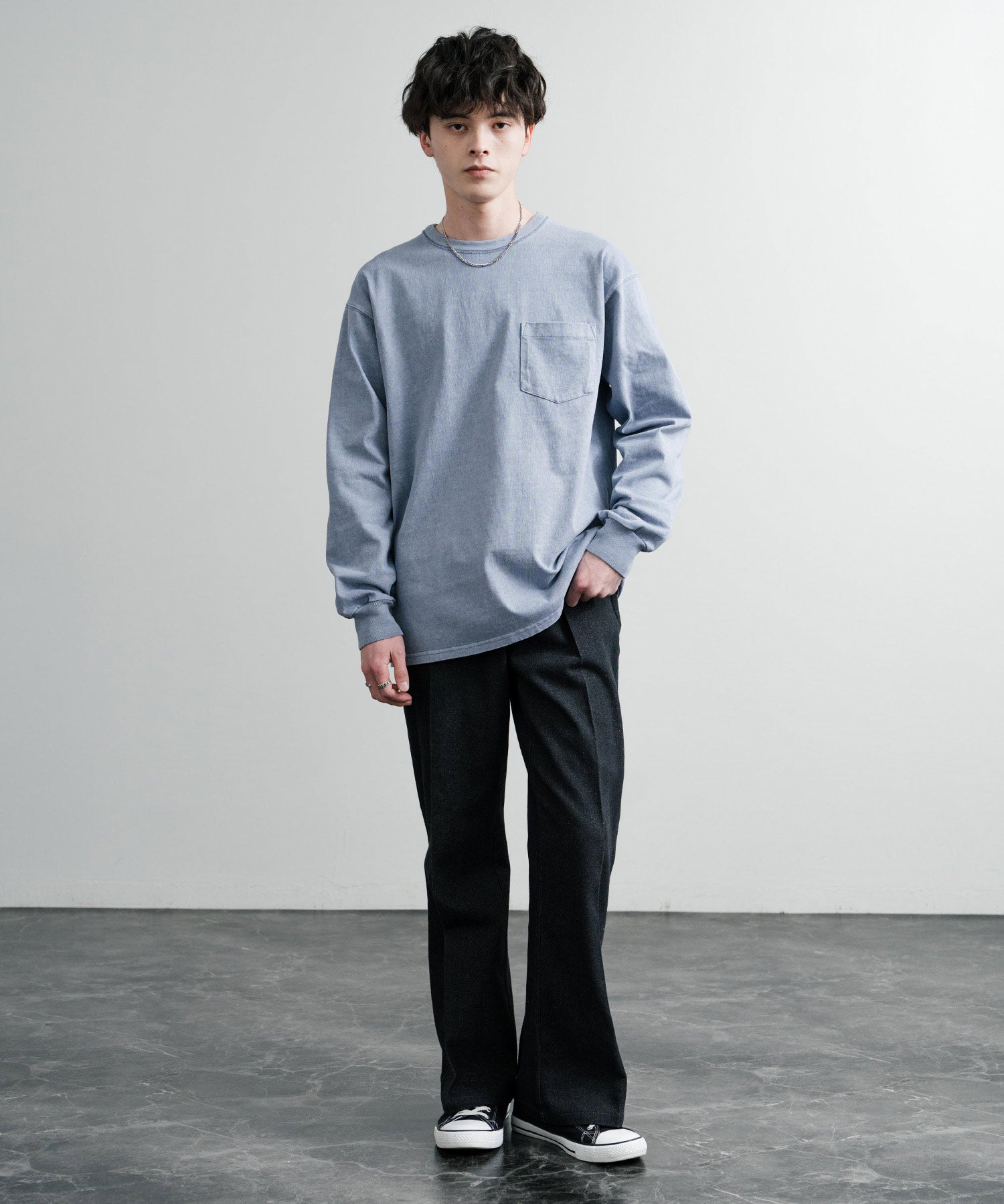KRIFF MAYER クリフメイヤー オーバーサイズ ヘビーオンスピグメントクルーネック長袖Tシャツ ロンT 2435807