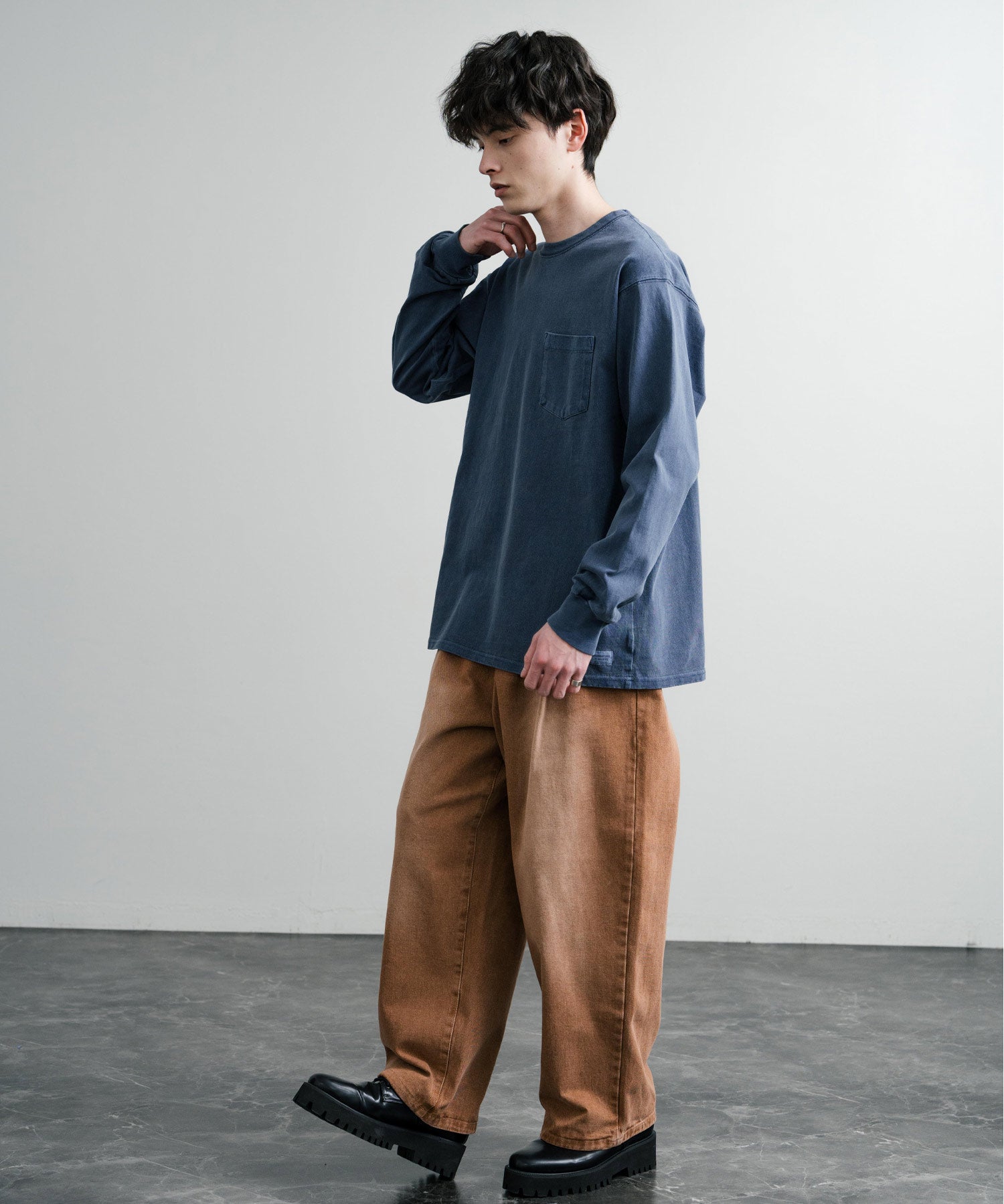 KRIFF MAYER クリフメイヤー オーバーサイズ ヘビーオンスピグメントクルーネック長袖Tシャツ ロンT 2435807