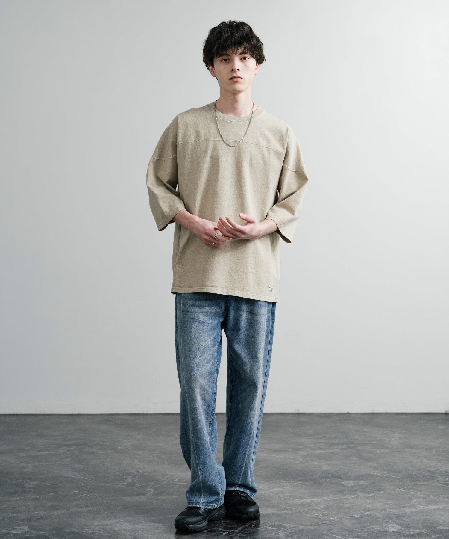 KRIFF MAYER クリフメイヤー オーバーサイズ ヘビーオンス天竺 ピグメント加工 フットボール七分袖Tシャツ 2435808