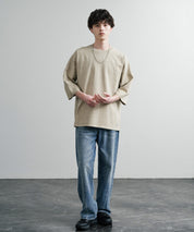 KRIFF MAYER クリフメイヤー オーバーサイズ ヘビーオンス天竺 ピグメント加工 フットボール七分袖Tシャツ 2435808