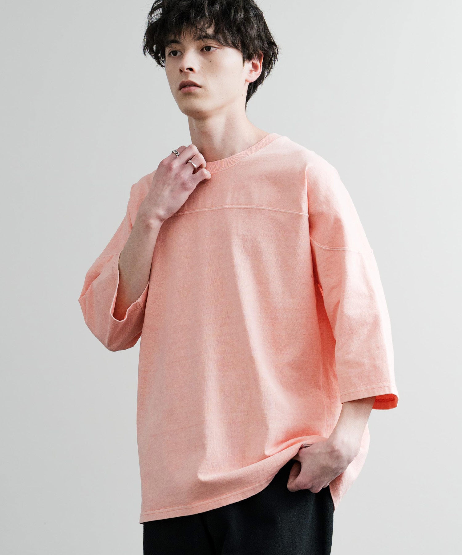 KRIFF MAYER クリフメイヤー オーバーサイズ ヘビーオンス天竺 ピグメント加工 フットボール七分袖Tシャツ 2435808