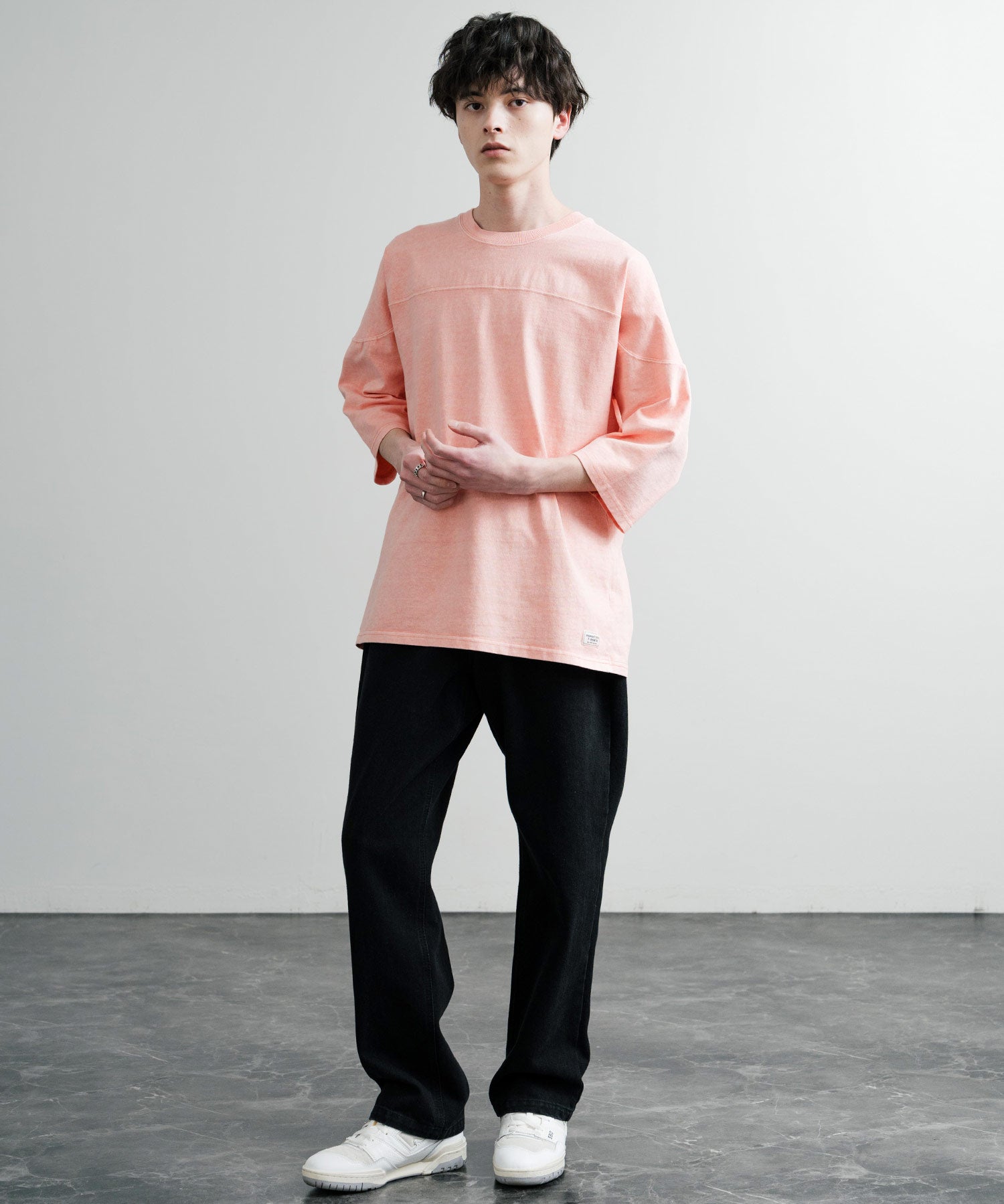 KRIFF MAYER クリフメイヤー オーバーサイズ ヘビーオンス天竺 ピグメント加工 フットボール七分袖Tシャツ 2435808