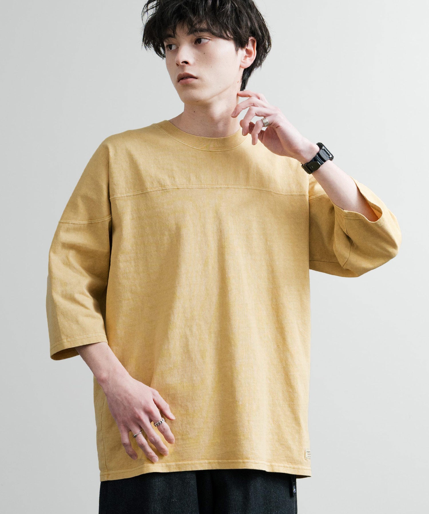 KRIFF MAYER クリフメイヤー オーバーサイズ ヘビーオンス天竺 ピグメント加工 フットボール七分袖Tシャツ 2435808