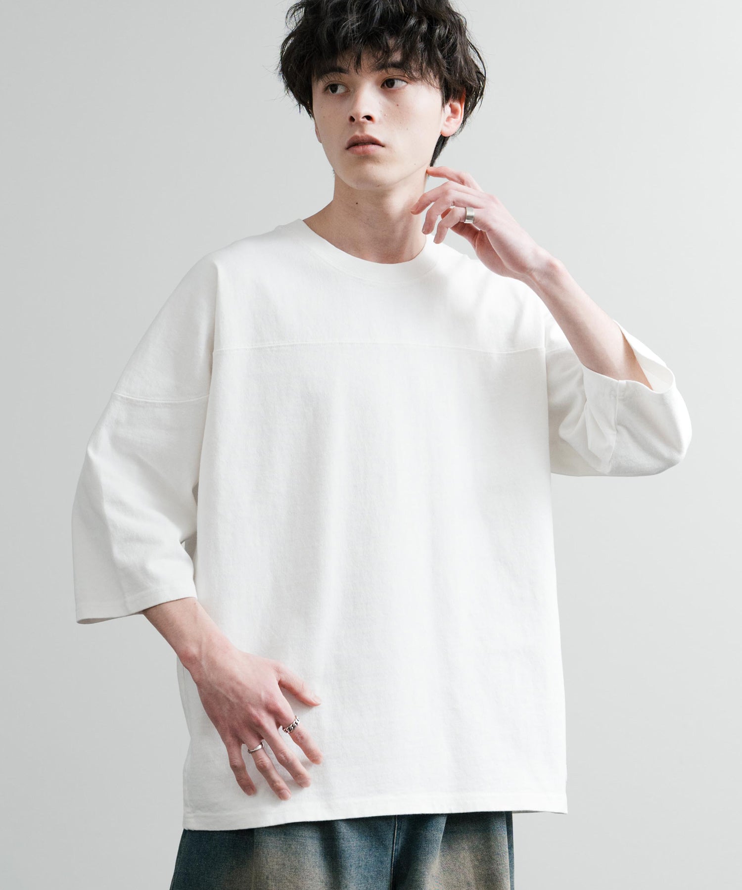 KRIFF MAYER クリフメイヤー オーバーサイズ ヘビーオンス天竺 ピグメント加工 フットボール七分袖Tシャツ 2435808