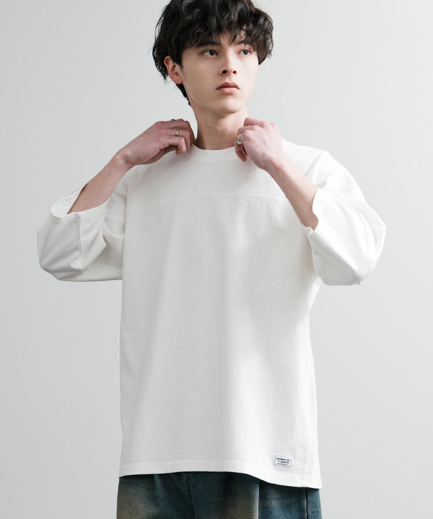 KRIFF MAYER クリフメイヤー オーバーサイズ ヘビーオンス天竺 ピグメント加工 フットボール七分袖Tシャツ 2435808