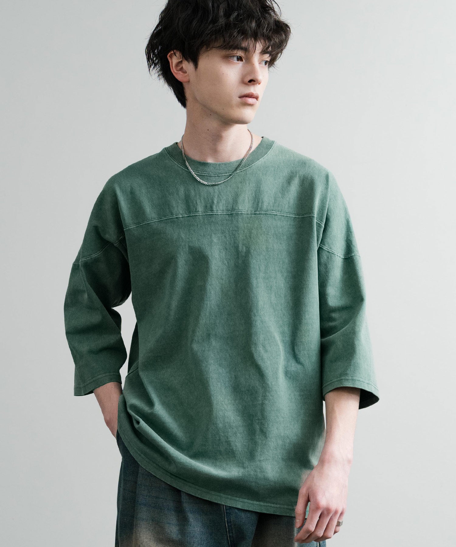 KRIFF MAYER クリフメイヤー オーバーサイズ ヘビーオンス天竺 ピグメント加工 フットボール七分袖Tシャツ 2435808