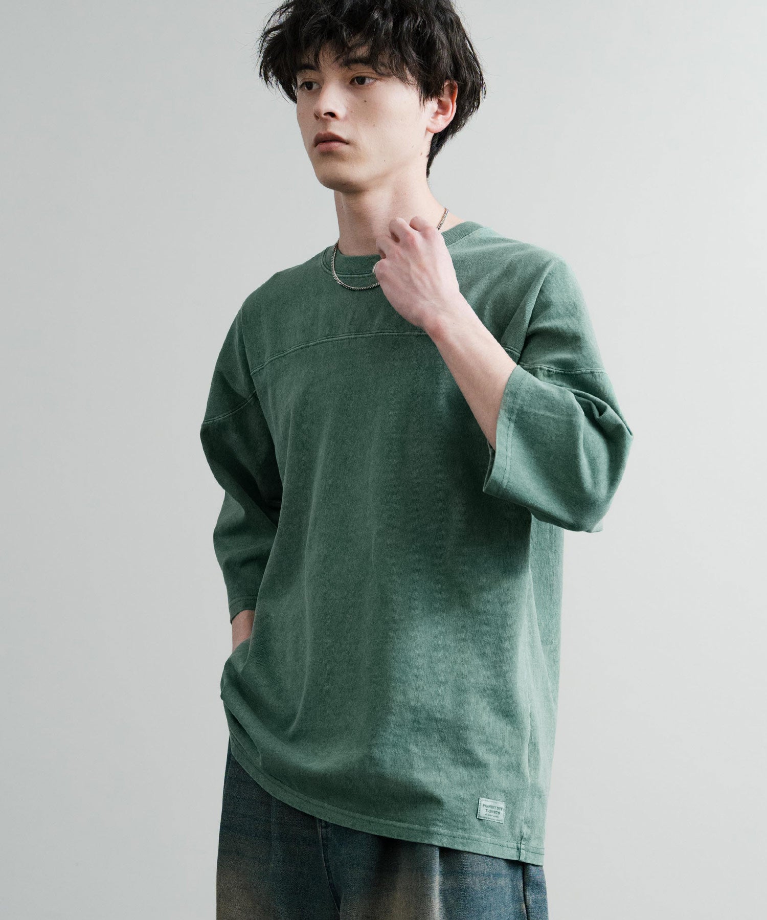 KRIFF MAYER クリフメイヤー オーバーサイズ ヘビーオンス天竺 ピグメント加工 フットボール七分袖Tシャツ 2435808