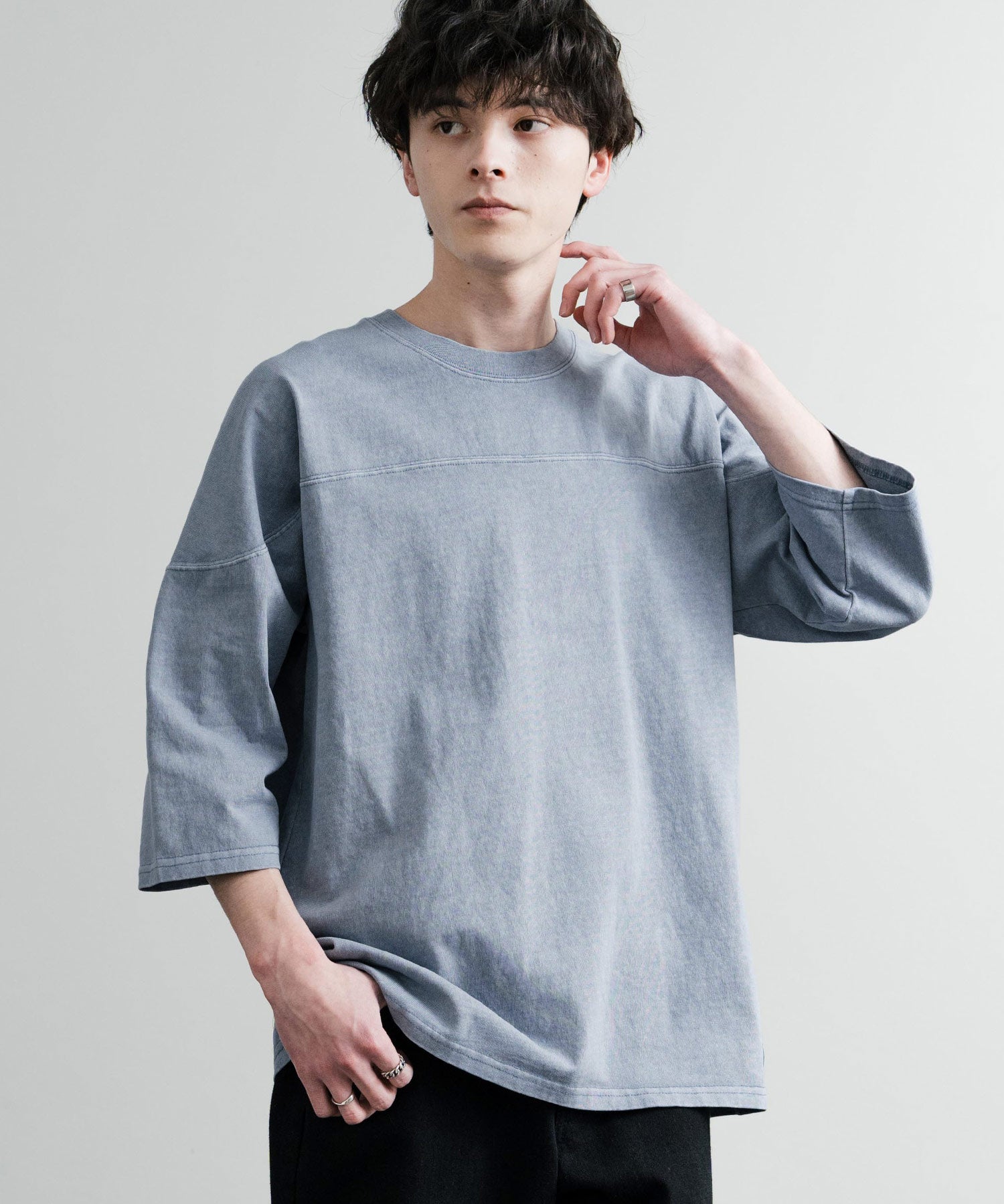 KRIFF MAYER クリフメイヤー オーバーサイズ ヘビーオンス天竺 ピグメント加工 フットボール七分袖Tシャツ 2435808