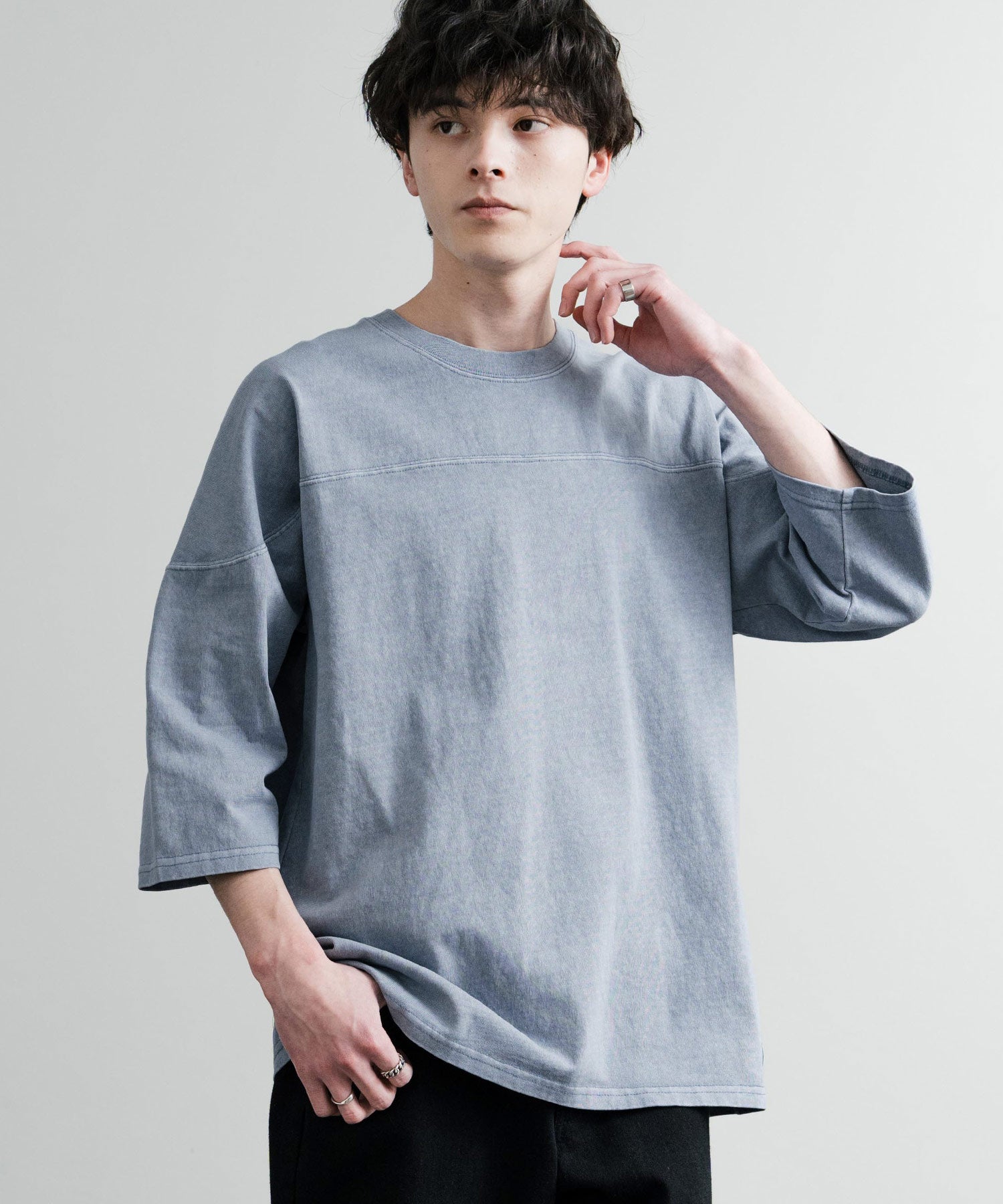 KRIFF MAYER クリフメイヤー オーバーサイズ ヘビーオンス天竺 ピグメント加工 フットボール七分袖Tシャツ 2435808