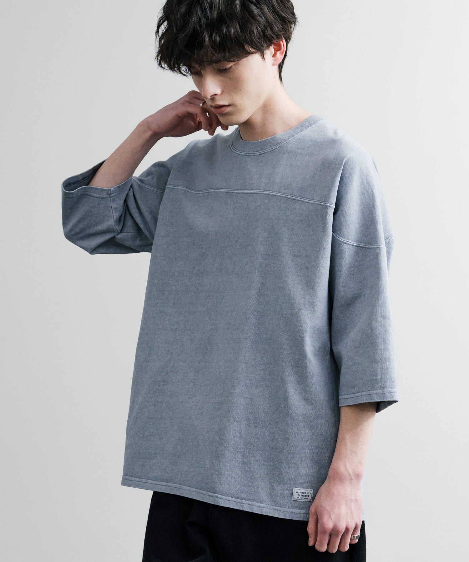 KRIFF MAYER クリフメイヤー オーバーサイズ ヘビーオンス天竺 ピグメント加工 フットボール七分袖Tシャツ 2435808
