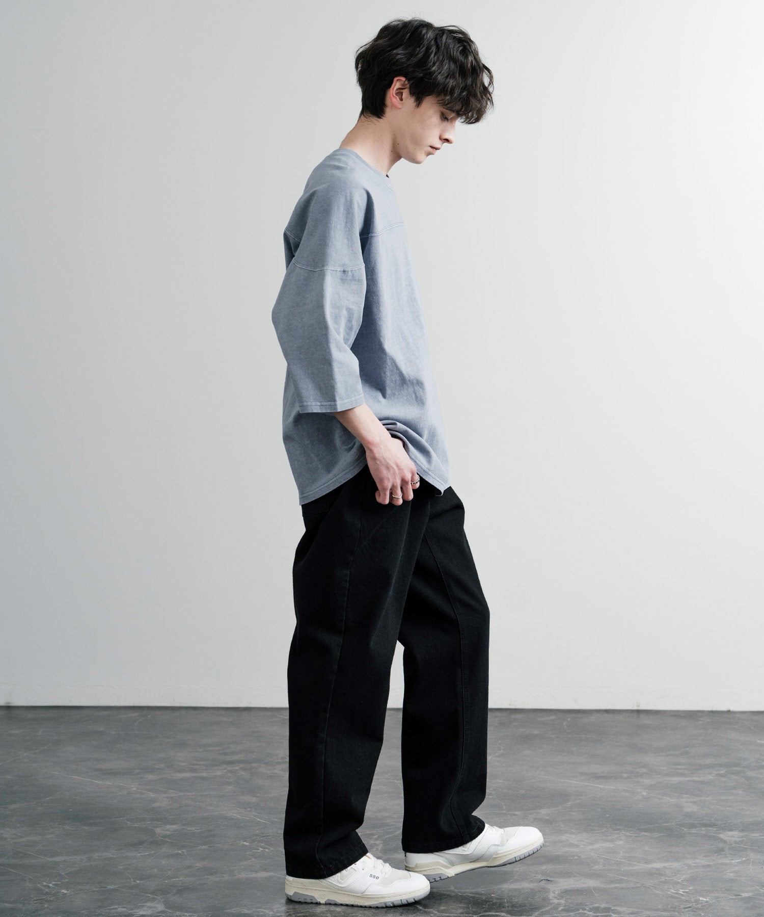 KRIFF MAYER クリフメイヤー オーバーサイズ ヘビーオンス天竺 ピグメント加工 フットボール七分袖Tシャツ 2435808