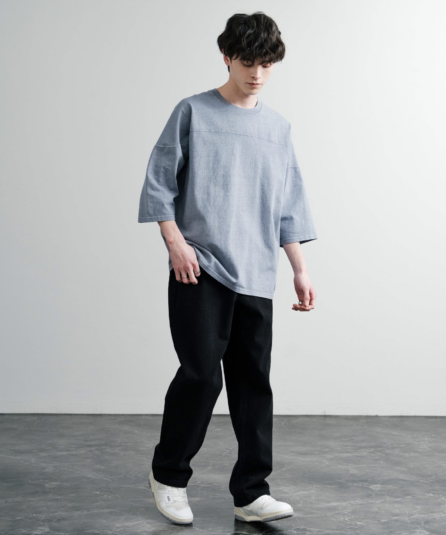 KRIFF MAYER クリフメイヤー オーバーサイズ ヘビーオンス天竺 ピグメント加工 フットボール七分袖Tシャツ 2435808