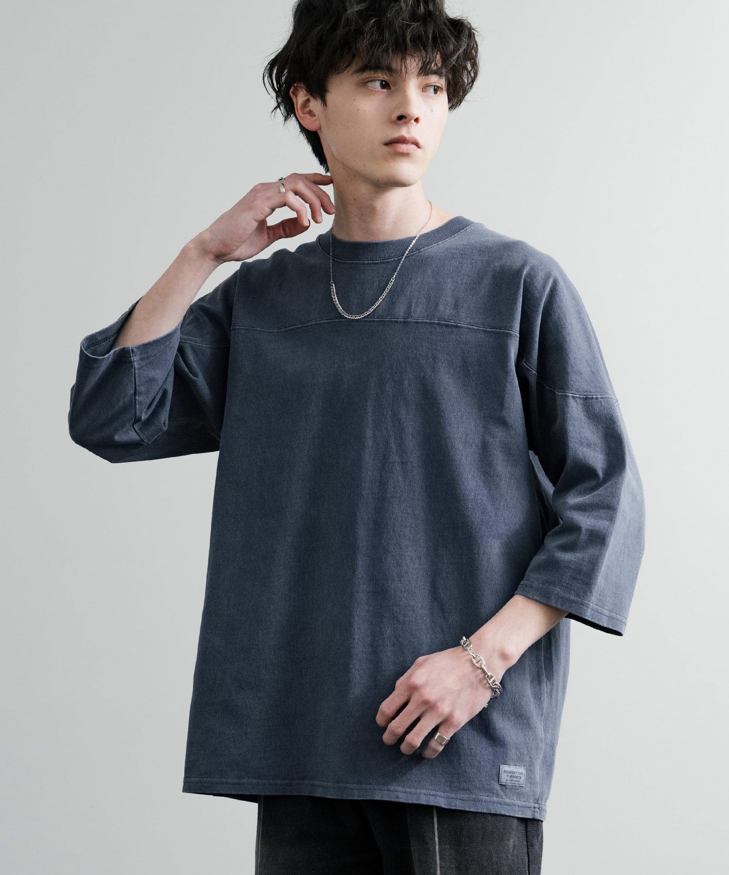KRIFF MAYER クリフメイヤー オーバーサイズ ヘビーオンス天竺 ピグメント加工 フットボール七分袖Tシャツ 2435808