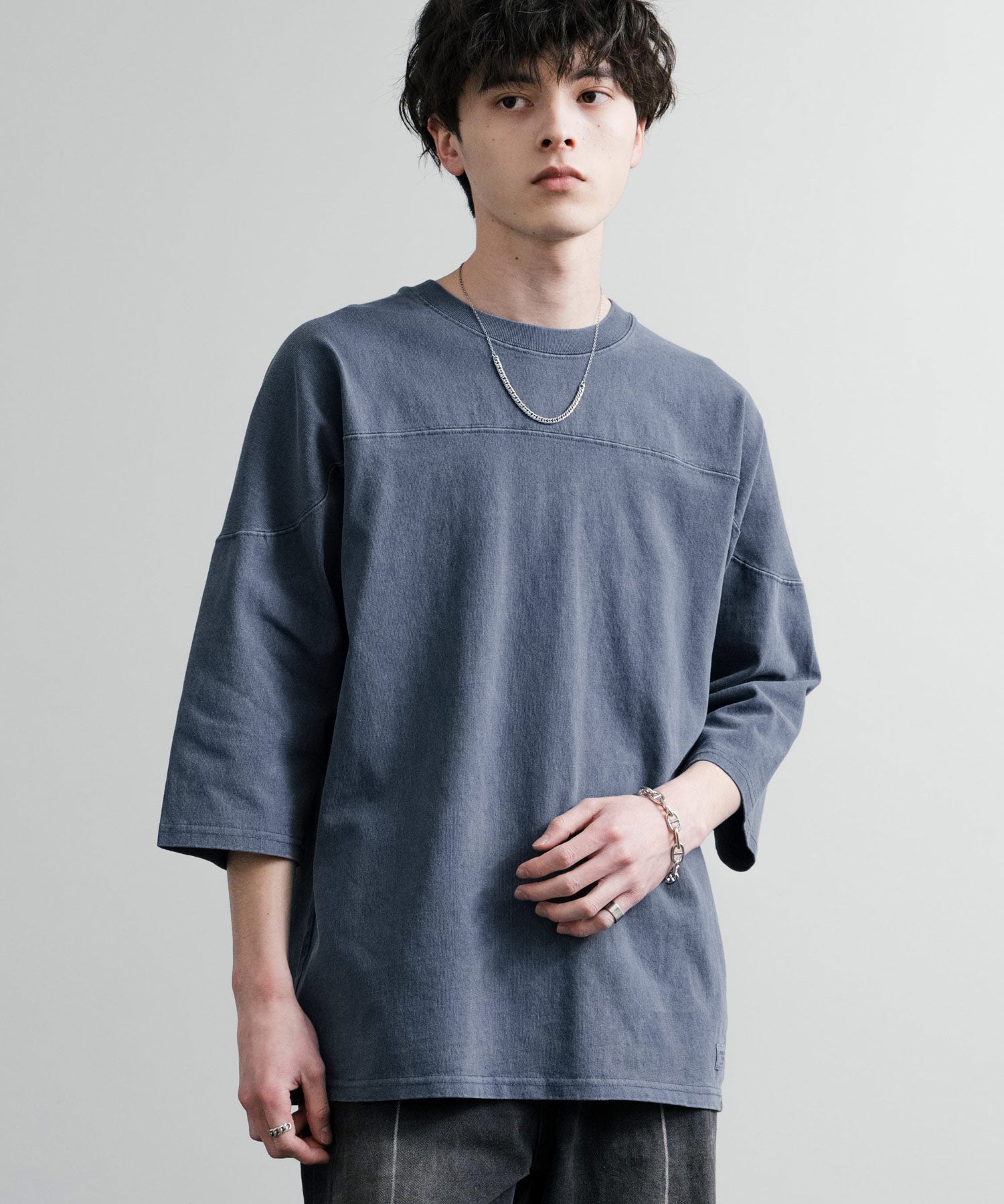 KRIFF MAYER クリフメイヤー オーバーサイズ ヘビーオンス天竺 ピグメント加工 フットボール七分袖Tシャツ 2435808