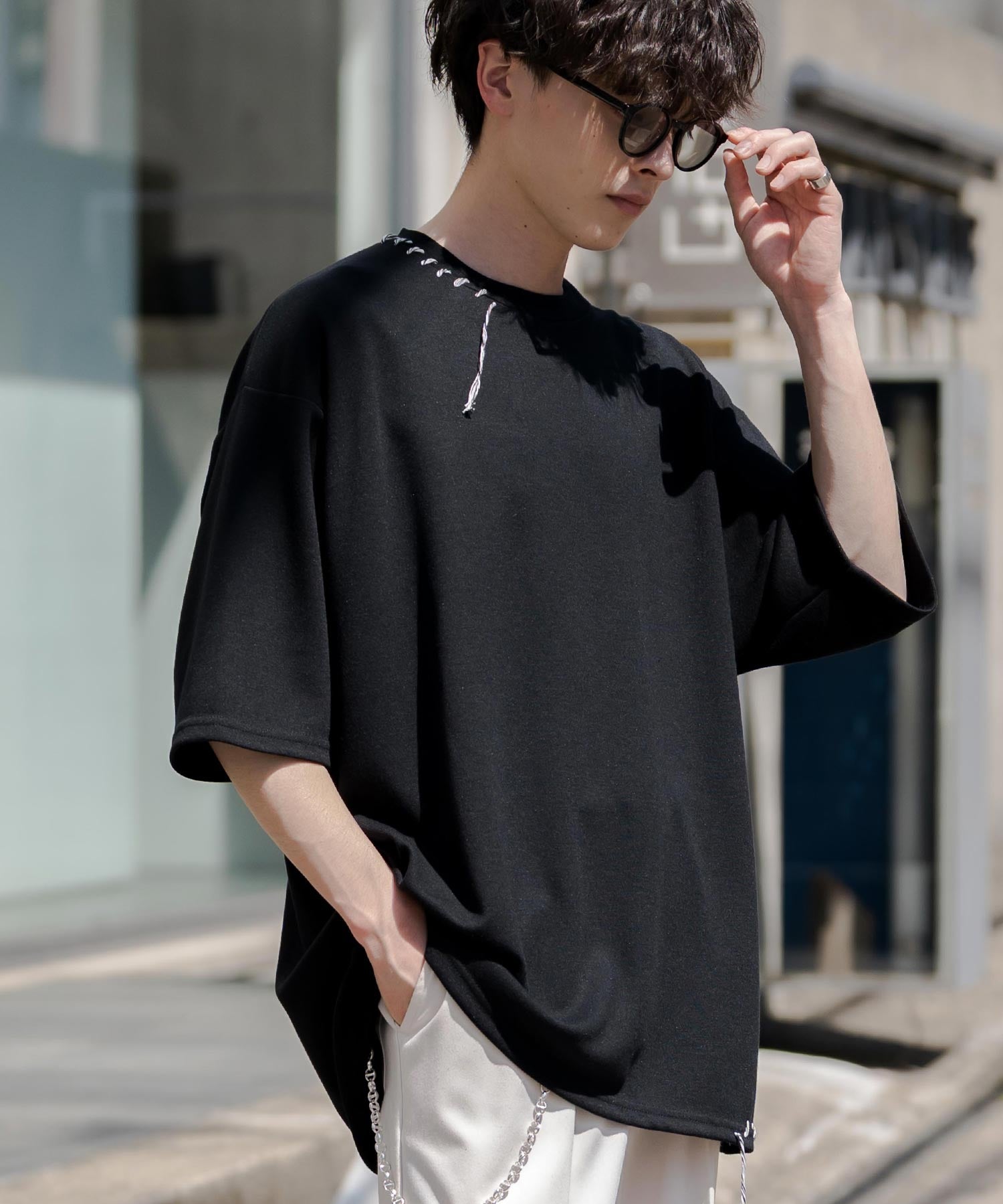 オーバーサイズ ハンドステッチ半袖Tシャツ