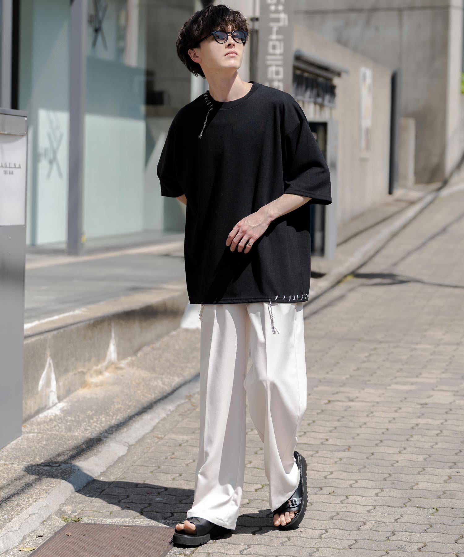 オーバーサイズ ハンドステッチ半袖Tシャツ