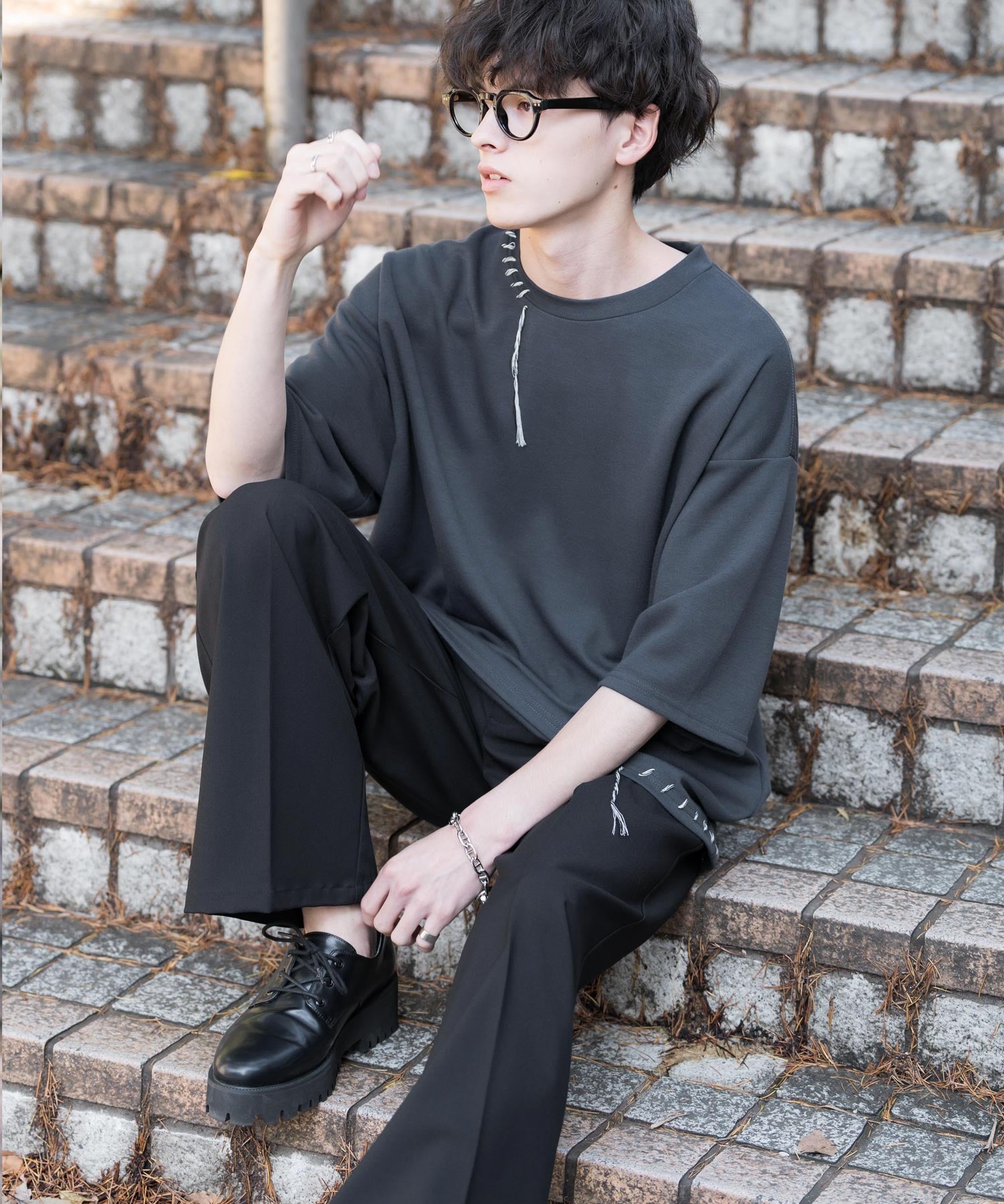 オーバーサイズ ハンドステッチ半袖Tシャツ