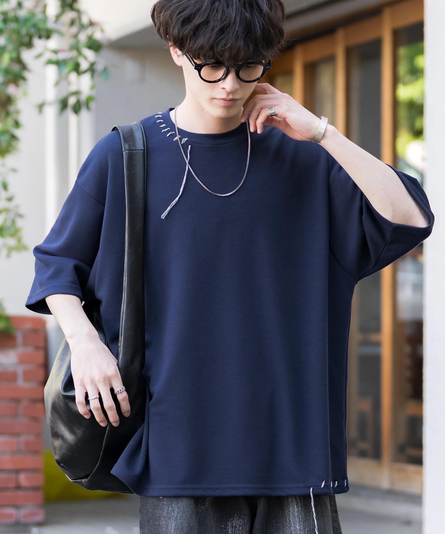 オーバーサイズ ハンドステッチ半袖Tシャツ